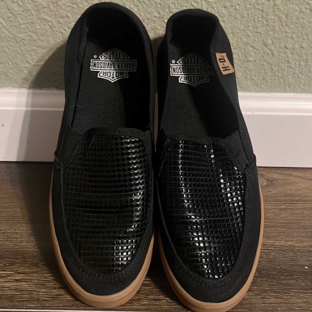 Harley Davidson Black slip on sneakers